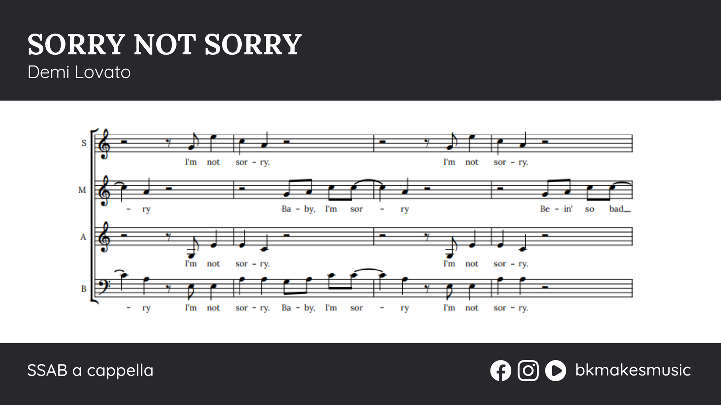 Sorry Not Sorry by Demi Lovato (SSAB)